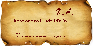 Kapronczai Adrián névjegykártya