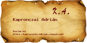Kapronczai Adrián névjegykártya