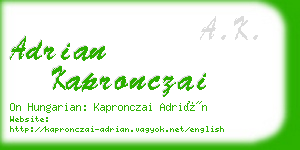 adrian kapronczai business card